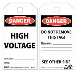 7025 Danger High Voltage Safety Tags, 10/pk