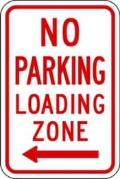 No Parking, Loading Zone, Aluminum, Left Arrow
