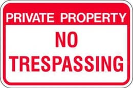 Private Property No Trespassing Parking Sign