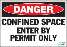 Danger Confined Space Enter By Permit Only Sign