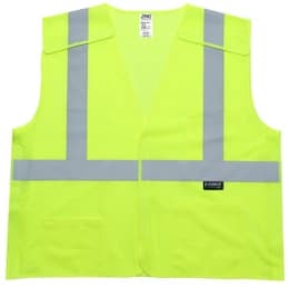 Z-Force V-220 lime high visibility breakaway mesh safety vest front view with hook and loop closure
