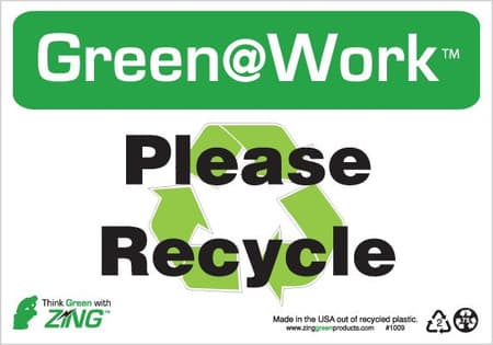 Green At Work Sign, 7X10