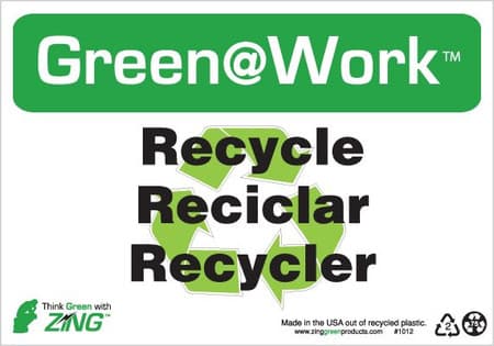 Green At Work Sign, 7X10