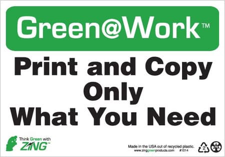 Green At Work Sign, 7X10