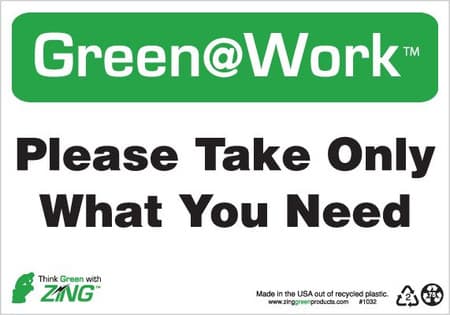 Green At Work Sign, 7X10