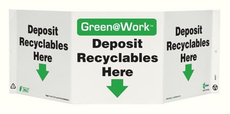 Green At Work TriView Sign, 7.5X20