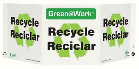 Green At Work TriView Sign, 7.5X20