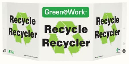 Green At Work TriView Sign, 7.5X20