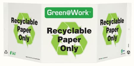 Green At Work TriView Sign, 7.5X20