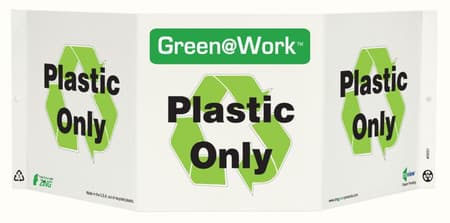 Green At Work TriView Sign, 7.5X20