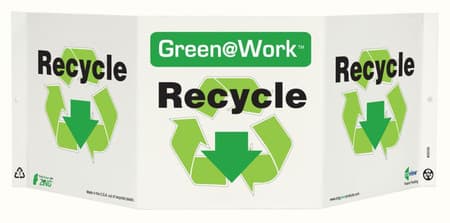 Green At Work TriView Sign, 7.5X20