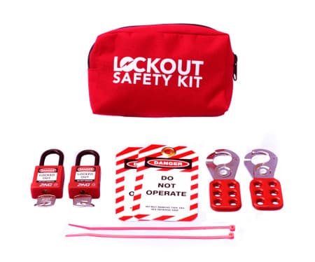 Portable Lockout Kit, Red Fabric Pouch, Contains 2 Locks