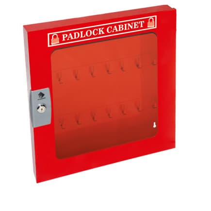 Padlock Cabinet, Red Steel, 55 Padlock Capacity