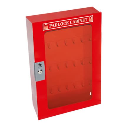Padlock Cabinet, Red Steel, 84 Padlock Capacity