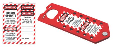 Hasp and Tag Combination Device, Red, Aluminum