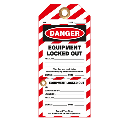 7356 Equipment Locked Out Tag with Perforated Stub