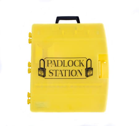 Portable, Closeable Lockout Station.