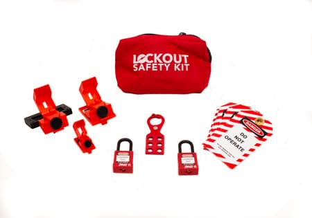 Lockout Safety Kit with 2 locks, red fabric pouch