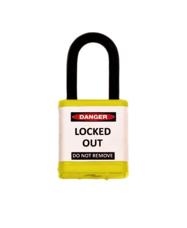 Lockout Padlock, Yellow, Keyed Alike, 1.5" shackle