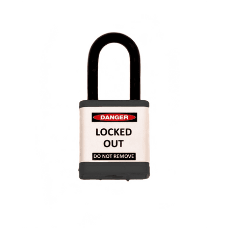 Lockout Safety Padlock, 700 Series, 3" Shackle, Keyed Different, Black
