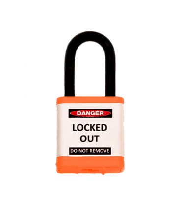 Lockout Padlock, Orange, Keyed Different, 1.5" shackle