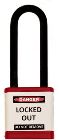 Lockout Padlock, Red, Keyed Alike, 3" shackle
