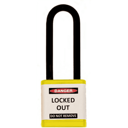Lockout Padlock, Yellow, Keyed Alike, 3" shackle