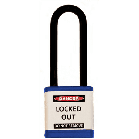 Lockout Padlock, Blue, Keyed Different, 3" shackle