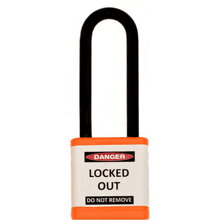 Lockout Padlock, Orange, Keyed Different, 3" shackle