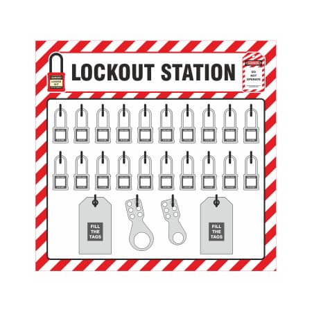 Lockout Tagout Shadow Board, 24 Hooks