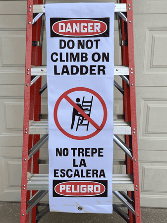 Ladder Lockout Cover Wrap on a Ladder