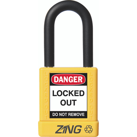 Recyclockout Safety Padlock, 1.5" Shackle, Keyed Different, Yellow