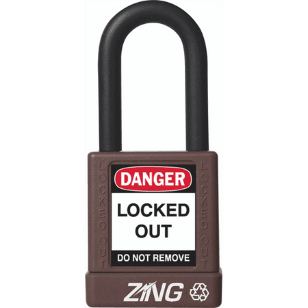 Recyclockout Safety Padlock, 1.5" Shackle, Keyed Different, Brown