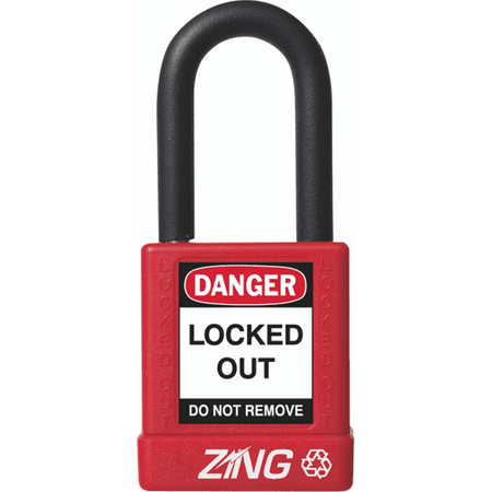 Recyclockout Safety Padlock, 1.5" Shackle, Keyed Alike, Red