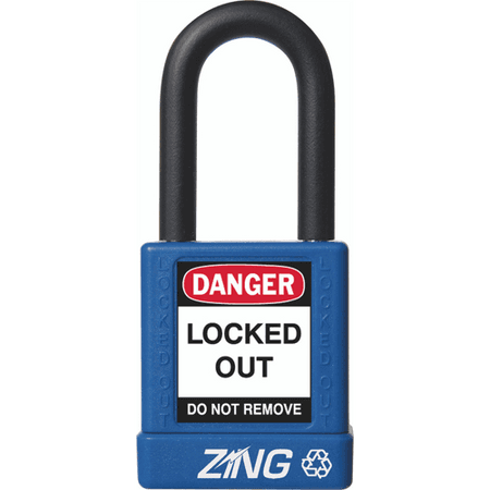 Recyclockout Safety Padlock, 1.5" Shackle, Keyed Alike, Blue