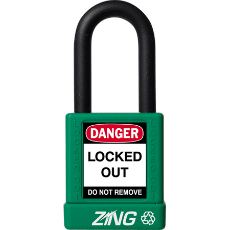 Recyclockout Safety Padlock, 1.5" Shackle, Keyed Alike, Green
