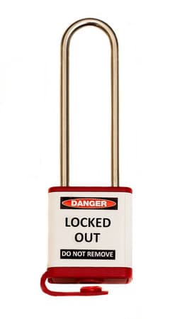 800 Series Extreme Environment Padlock, 3" Shackle, Keyed Different, Red