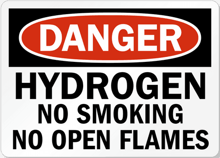 Sign, DANGER, Hydrogen No Smoking No Open Flames, 10x14, Aluminum