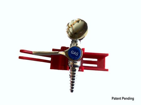 Ball Valve Lockout Laboratory Gas - shown with lock