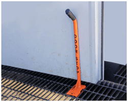 Door Stop Lockout for Steel Bar Grating or Mezzanine
