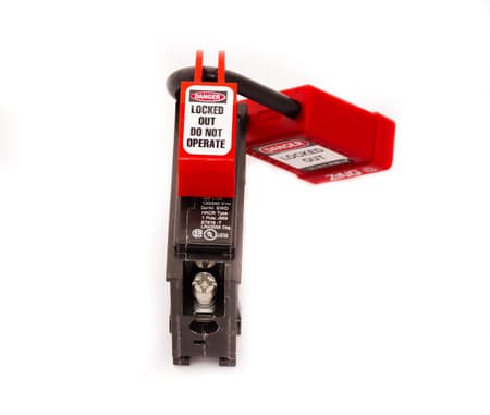 RecycLockout Single Breaker Lockout, Universal 3 Pack - shown being used together