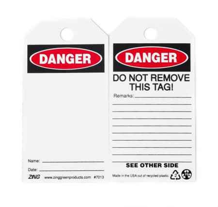 Eco Safety Tag, DANGER, Blank, 5.75Hx3W, 10 Pack