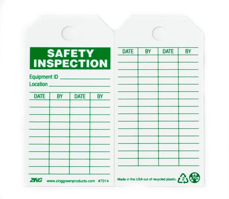 Eco Safety Tag, Safety Inspection, 5.75Hx3W, 10 Pack