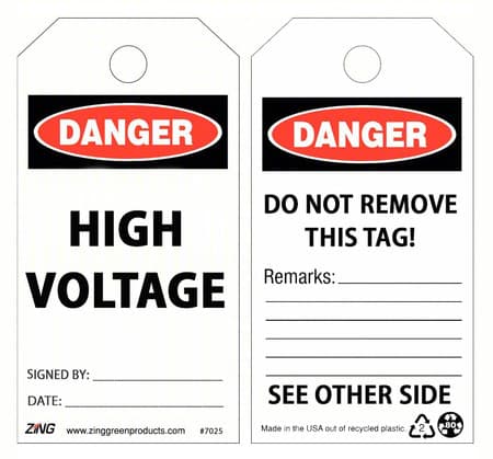 7025 Danger High Voltage Safety Tags, 10/pk