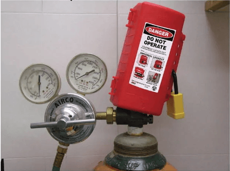 ZING 7294 Universal Plug Valve Lockout in use on a valve