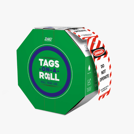 Tags on a roll dispenser box 7867