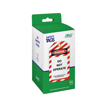 Lockout tags in a box with grommeted tags, tag in a box 7871