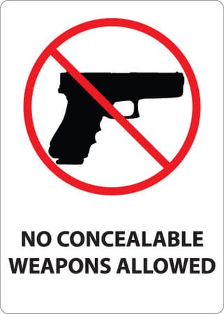 No Concealable Weapons Allowed
