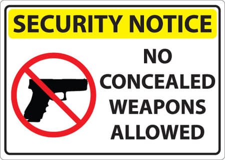 Security Notice, No Concealed Weapons Allowed