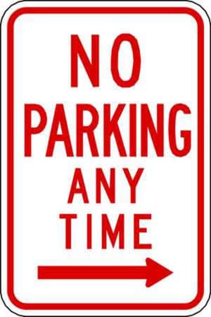 No Parking Anytime Right Arrow